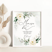 グリーンがかった葉に金の花のミモザバー ポスター