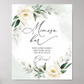 グリーンがかった葉のゴールドの花のミモザバー ポスター (正面)