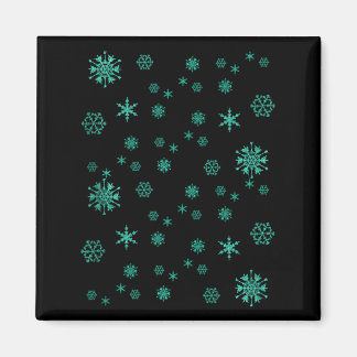 グリーンがかわいいクリスマスシーズンの雪の結晶 マグネット