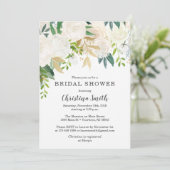 グリーンがアクセントの白い花のウェディングシャワー招待状 招待状 (スタンド正面)