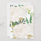 グリーンがアクセントの白い花のウェディングシャワー招待状 招待状 (裏面)
