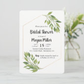 グリーンがエレガントな ブライダルシャワーの招待状 招待状 (スタンド正面)