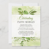 グリーンがフレームの水彩の飛沫の誕生日 招待状 (正面)