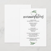 グリーンがモダンな結婚式の宿泊施設カードv1 エンクロージャーカード (正面/裏面)