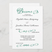 グリーンが一つのビーチ結婚式招待状 招待状 (正面/裏面)