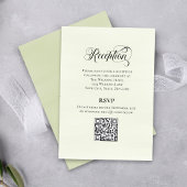グリーンが美しいカリグラフィーのウエディングQRコードデザイン Reception Elegant エンクロージャーカード