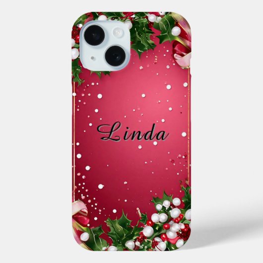 グリーンが美しいクリスマスのフレームデザイン Case-Mate iPhoneケース (裏面)