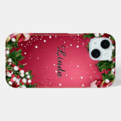 グリーンが美しいクリスマスのフレームデザイン Case-Mate iPhoneケース (裏面 (横))