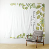 グリーンが美しい結婚式の背景。葉の背景 タペストリー (インサイチュ(横))