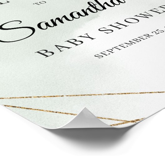 グリーンが豊かなサボテンのゴールドのウェルカムボード ブライダルシャワー ポスター (角)