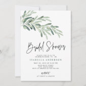 グリーンが豊かな地中海 オリーブの枝 ブライダルシャワー 招待状 (正面)