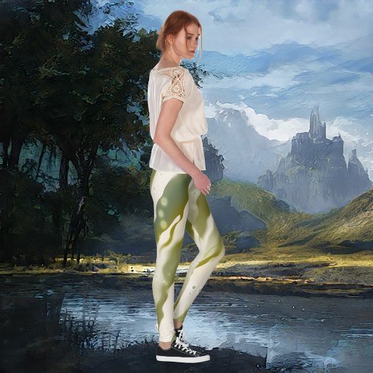 グリーンきらめくクリエイティブフロー抽象芸術アート レギンス