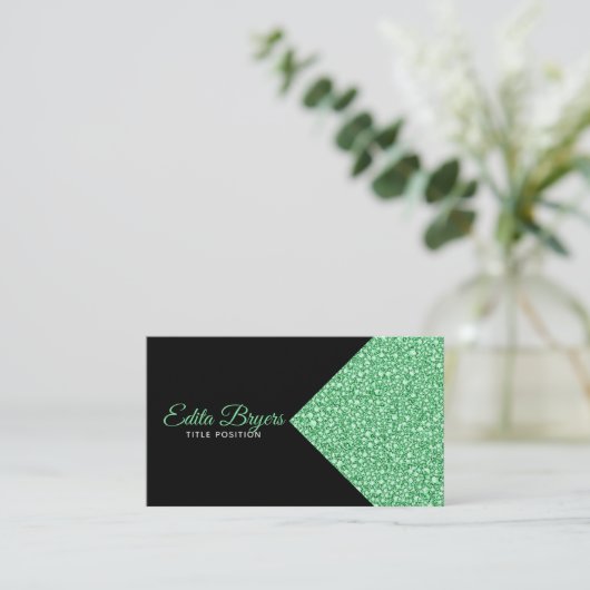 グリーンきらめくグリッター 名刺 (スタンド正面)