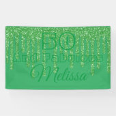 グリーンきらめく50と素晴らしい誕生日バナー 横断幕 (横)