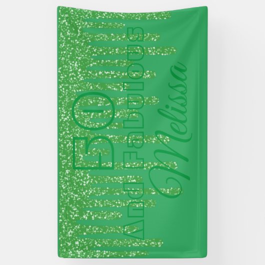 グリーンきらめく50と素晴らしい誕生日バナー 横断幕 (縦)