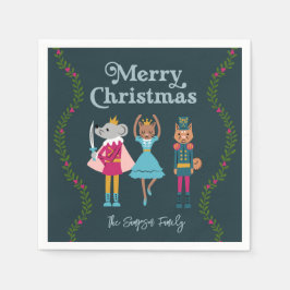 グリーンくるみ割りバレエのクリスマス スタンダードカクテルナプキン