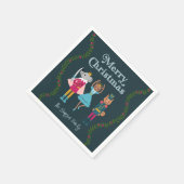 グリーンくるみ割りバレエのクリスマス スタンダードカクテルナプキン (角)