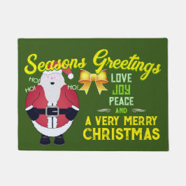 グリーンすてき季節のごあいさつ付きサンタ ドアマット