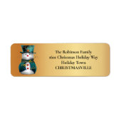 グリーンすてき雪だるまお洒落クリスマス ラベル (正面)