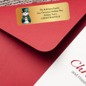 グリーンすてき雪だるまお洒落クリスマス ラベル