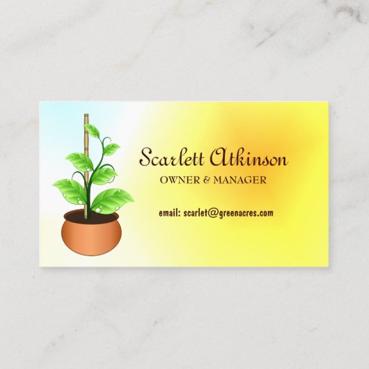 グリーンつる植物イエロープラント子供部屋名刺 名刺 (裏面)