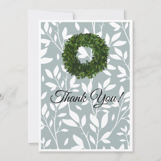 グリーンつる植物リーフファームハウスリースカントリーウェディング サンキューカード (正面)