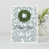 グリーンつる植物リーフファームハウスリースカントリーウェディング サンキューカード (スタンド正面)