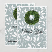 グリーンつる植物リーフファームハウスリースカントリーウェディング サンキューカード (正面/裏面)