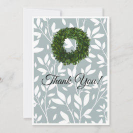 グリーンつる植物リーフファームハウスリースカントリーウェディング サンキューカード