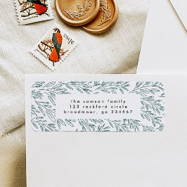 グリーンつる植物差出人住所 ラベル