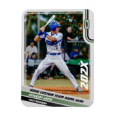 グリーンでオーダーメイドの野球選手ギフト マグネット (縦)