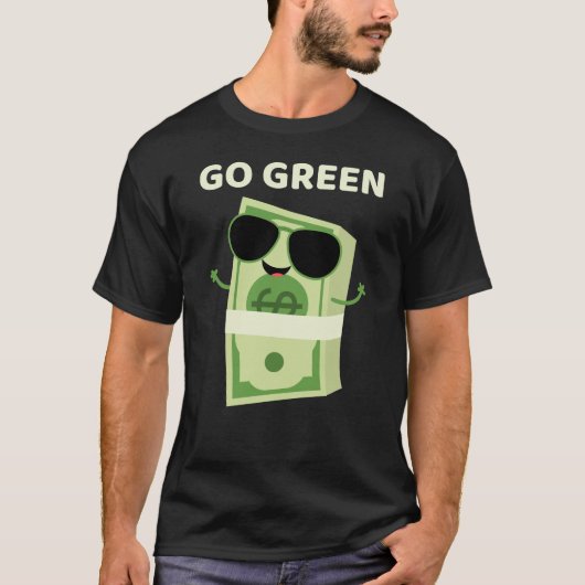 グリーンでクールな札束のマネーパン Tシャツ (正面)