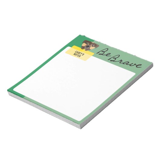 グリーンで勇敢なブラウン縁ど犬|過去記事 ノートパッド (回転)