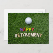 グリーンで定年退職を喜ぶゴルフボール ポストカード (正面/裏面)
