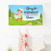 グリーンで幸せなゴルファーとゴルフ幸せな退職 横断幕 (インサイチュ)