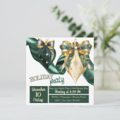 グリーンとはっきりした金ゴールドホリデーバウブルズウィズリボン 招待状 (スタンド正面)