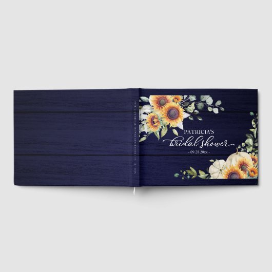 グリーンとひまわりとパンプキンの秋の結婚前お披露目パーティー ゲストブック (全面)