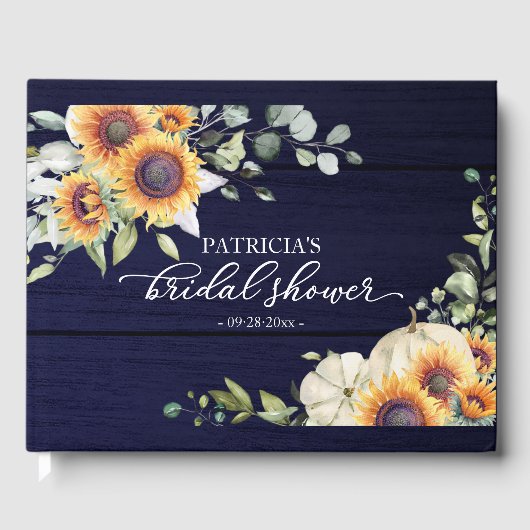 グリーンとひまわりとパンプキンの秋の結婚前お披露目パーティー ゲストブック (正面)