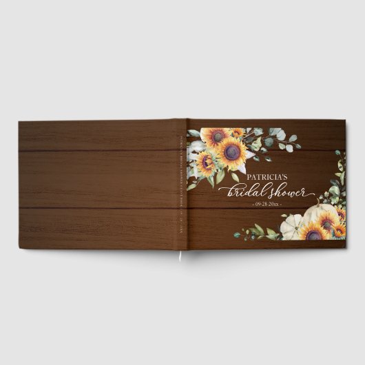 グリーンとひまわりとパンプキンの秋の結婚前お披露目パーティー ゲストブック (全面)