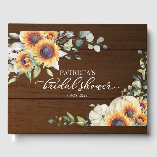 グリーンとひまわりとパンプキンの秋の結婚前お披露目パーティー ゲストブック (正面)