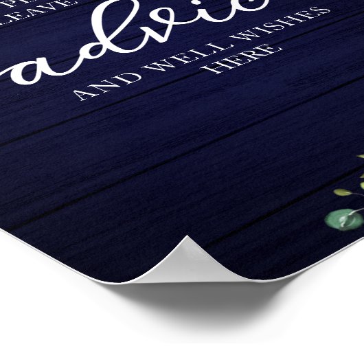 グリーンとひまわりのウェディングシャワー アドバイスサイン ポスター (角)