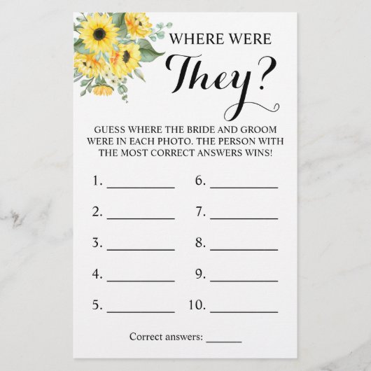グリーンとひまわりのゲームカード Where were They? チラシ (正面)
