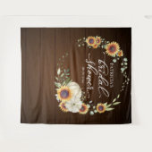 グリーンとひまわりの秋 ブライダルシャワー 背景 タペストリー (正面(横))