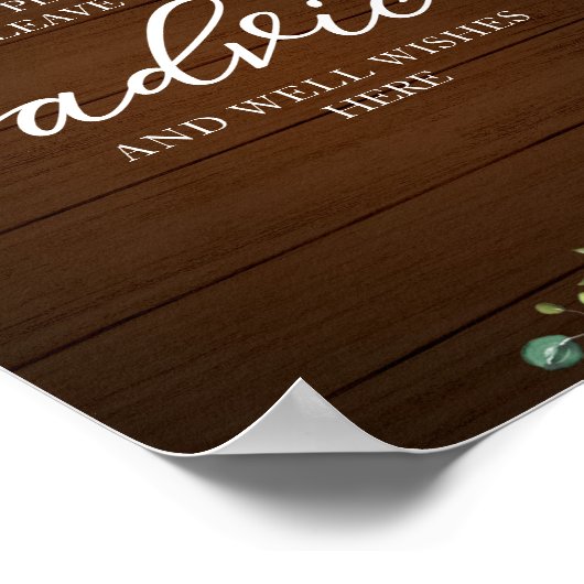 グリーンとひまわりの ブライダルシャワー アドバイスサイン ポスター (角)