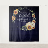 グリーンとひまわり 秋のブライダルシャワー 背景 タペストリー (正面)