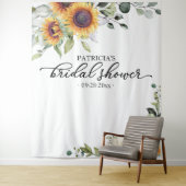 グリーンとひまわり 秋のブライダルシャワー 背景 タペストリー (インサイチュ)