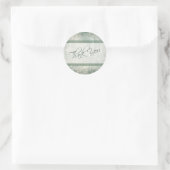 グリーンとアイボリーフローラサンキューステッカー ラウンドシール (バッグ)