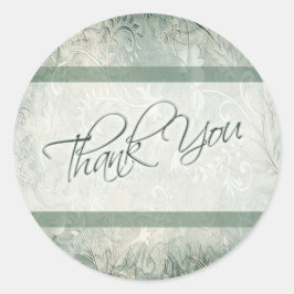 グリーンとアイボリーフローラサンキューステッカー ラウンドシール