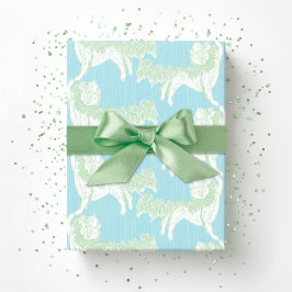 グリーンとアクアのフードッグワルツ ラッピングペーパー