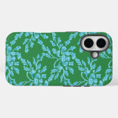 グリーンとアクアブルーの芍薬の木版画 Case-Mate iPhoneケース (裏面 (横))